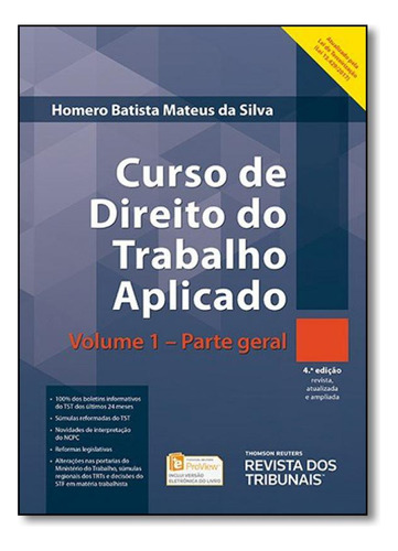 -, De Homero Batista Mateus Da Silva. Editora Revista Dos Tribunais, Capa Mole Em Português