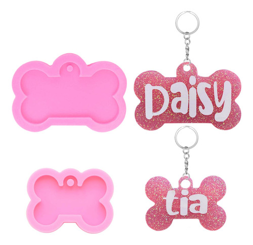 Dog Tag Silicone Molds For Resin, Dog Bone Keychain Fondant