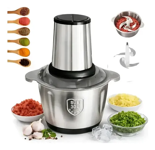 Processador Triturador Elétrico De Alimentos Inox 2 Litros