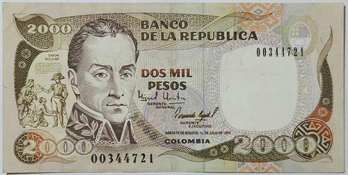 Billete 2000 Pesos 01/jul/1994 Colombia Xf