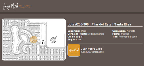 Lote Perimetral Bueno #200-300 - Pilar Del Este - Santa Elisa - 476m2 #id 18985
