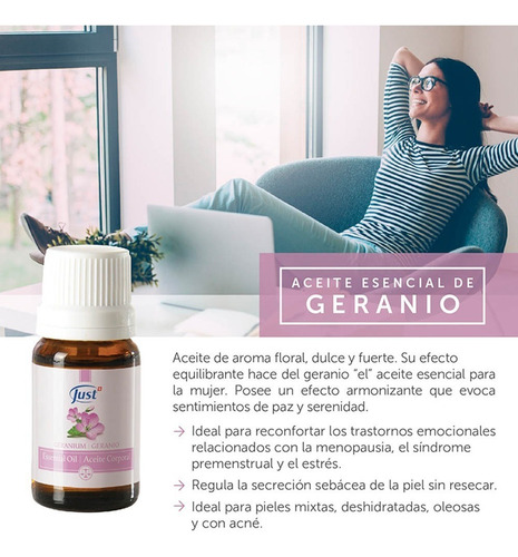 Imagen 6 de 6 de Swiss Just Aceite Esencial De Geranio Sellado Y Original