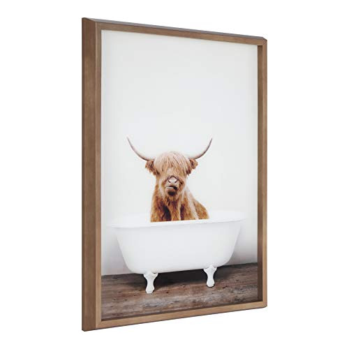 Kate Y Laurel Blake Highland Cow In Tub Arte En Vidrio Impre