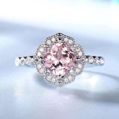 Aro Anillo De Compromiso Plata 925 Gema De Morganita Sp1mo6s