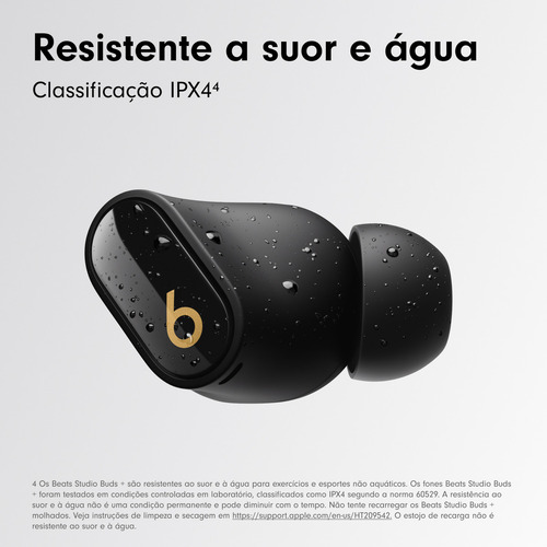 Beats Studio Buds + O autêntico fone sem fio com cancelamento de ruído – Preto e Dourado