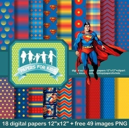 Kit Imprimible  Superman  50  Clipart  18 Fondos