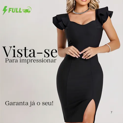Vestido Mídi Feminino Babados Festa Casual Elegante Premium