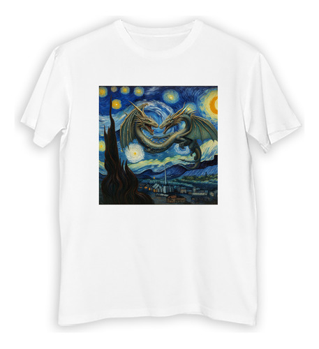 Remera Hombre Dragon Noche Estrellada Amor Van Gogh