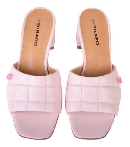 Zuecos Mules Taco Bajo De Mujer De Cuero Kroll - Ferraro