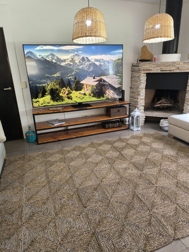 Alfombra Seagras 180x210 Cm Ancho 180 Cm Color Yute Diseño De La Tela Geométrica Largo 210 Cm