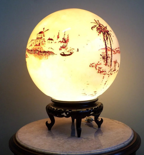 Lámpara Velador Luminaria Oriental China No Globo Terráqueo (Usado)