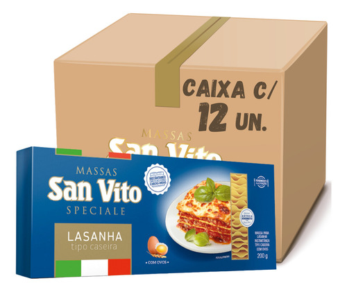 Massa Para Lasanha San Vito Caixa Com 12 Un De 200g