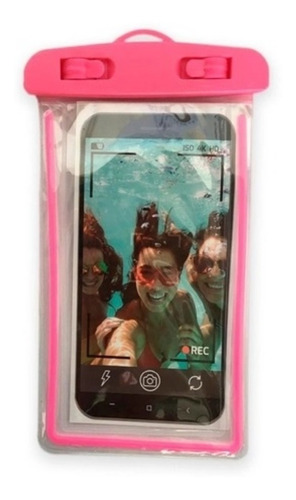 Funda universal impermeable para teléfono celular de color rosa