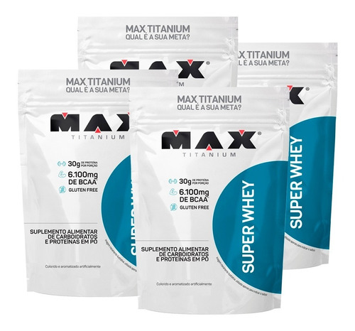 Kit Atacado: 4 Whey Protein 900g - Max Titanium - Sem Soja!