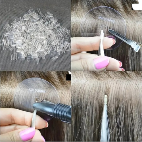 Microchip De Gel Para Extensiones De Cabello 500pz Negro