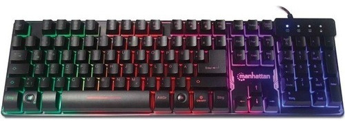 Teclado Manhattan Gaming Retroiluminado Led Alambrico 178457 Color del teclado Negro Idioma Español