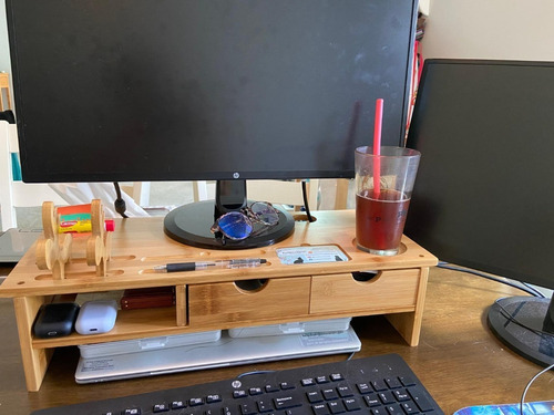 Soporte Para Monitor De 2 Niveles Con Cajones Ajustable