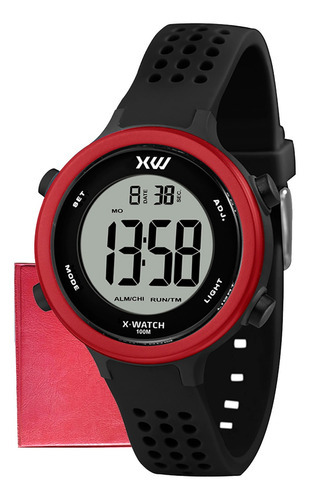 Relógio Preto X-watch Mini X Xkppd067w Bxpx Original Cor do bisel Vermelho Cor do fundo Claro