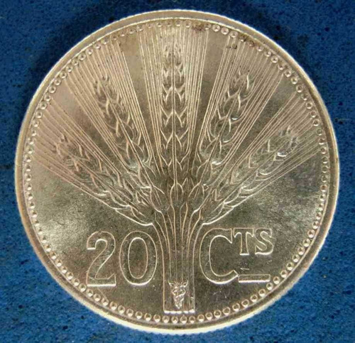 Imagen 2 de 4 de Tp 20 Centesimos De Plata Año 1954 En Impecable Estado Unc.-