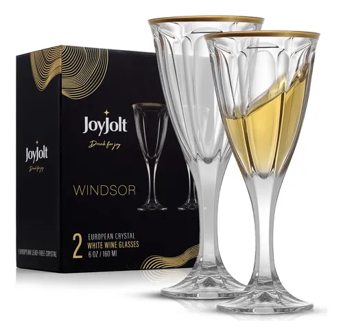comprar Copa Vino Blanco Borde Dorado Juego 2 Cristal 6 Onza Tallo