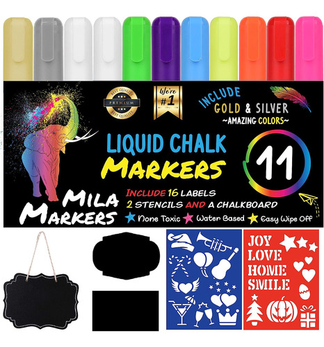 11 Marcadores De Tiza Liquida Mila Markers