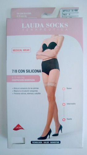 Media De Compresion Moderada 8-15 Mmhg Muslo C/silicona 