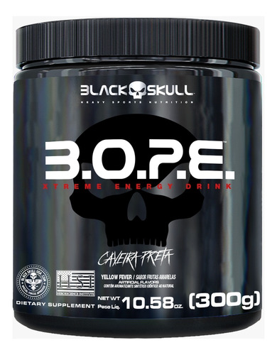 Suplemento em pó Black Skull  Caveira Preta Series B.O.P.E aminoácido B.O.P.E sabor  frutas amarelas em pote de 300g