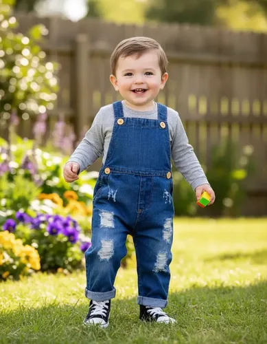 Macacão Jardineira Jeans Bebê Infantil Menino Longo 6 a 24 M - Miniatura 2
