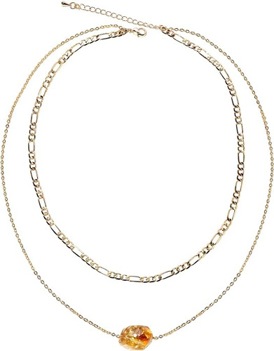 Irregular Citrine 14k Gold Plated Chain Necklace Wealth Pro