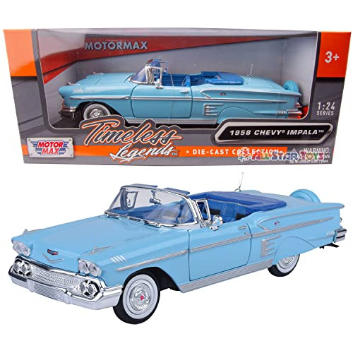 1958 Chevrolet Impala Convertible, Azul - Motormax Vf9q4