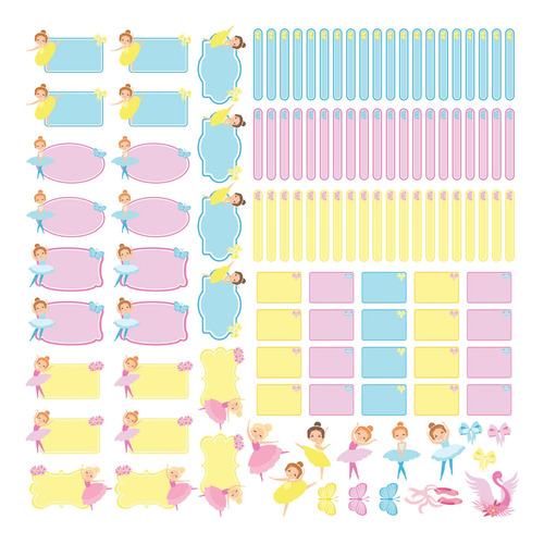 Imagem 3 de 3 de Etiquetas Escolares Bailarina Personalizadas Menina Kit Jumb