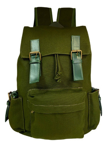 Mochila vintage de lona para mujer Comporta Notebook Color Verde