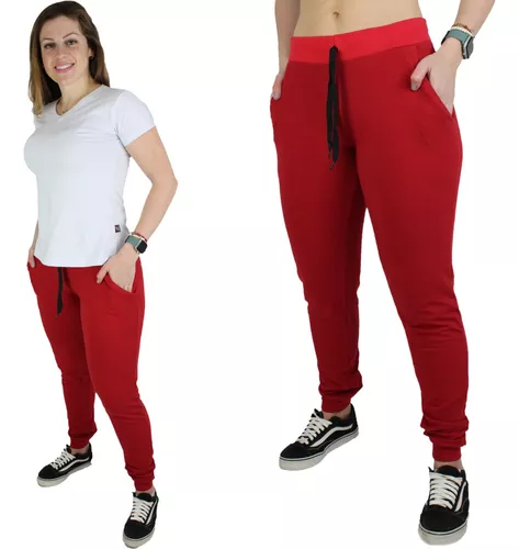 Calça Feminina Jogger Moletinho Lycra Power Alta Blogueira