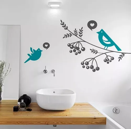 Vinilo Decorativo Rama Y Pájaros Recamára Sticker Vinil Baño | Envío gratis