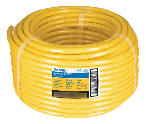 Manguera Flexible Para Gas 3/8 , Sin Conexión, 50 M, 45015 Color Amarillo