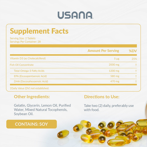 Complemente El Aceite De Pescado Usana Biomega Con Omega 3 (