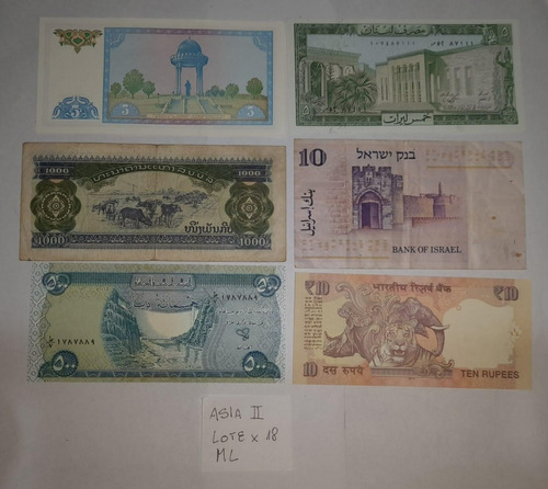Billetes Asia Nº2. Lote X 18 Unidades