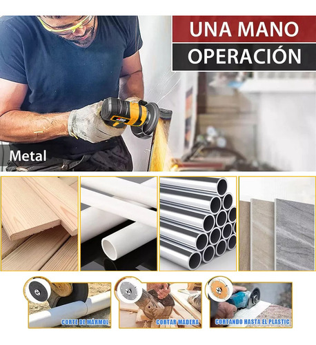 Mini Esmeriladora ALSONEW Angular Recargable Inalámbrica 12V Color Amarillo