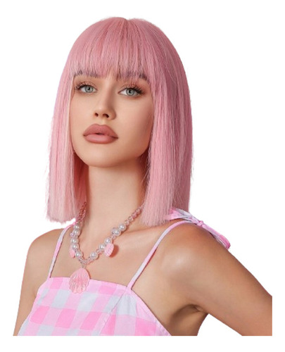Cabello Rosa Con Flequillo Peluca Cosplay Sakura