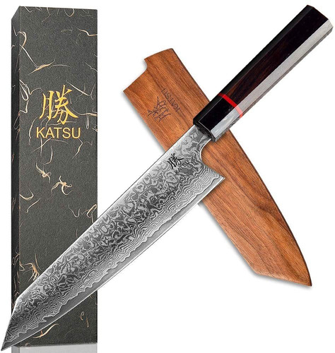 Cuchillo De Chef Katsu Kiritsuke - Damasco - Cocina Japonesa