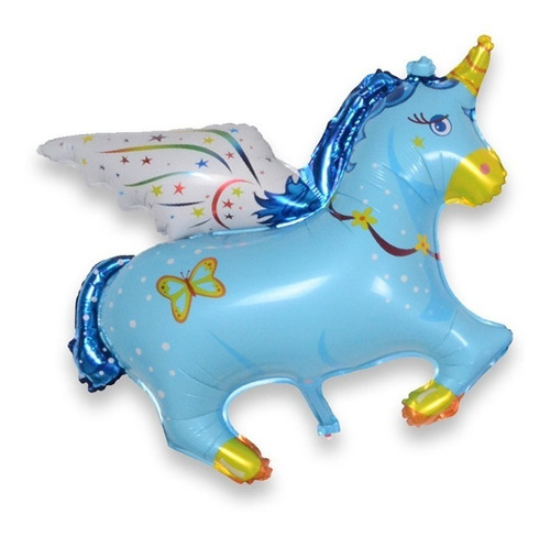 Globo Unicornio Metalizado Azul X 12 Unidades