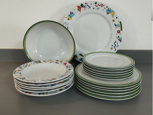 Juego Vajilla Platos 30 Pz. 6 Puestos Porcelana 2 Fuentes