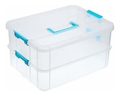 Caja De Plastico Multiproposito 2 Niveles Con Tapa Y Traba