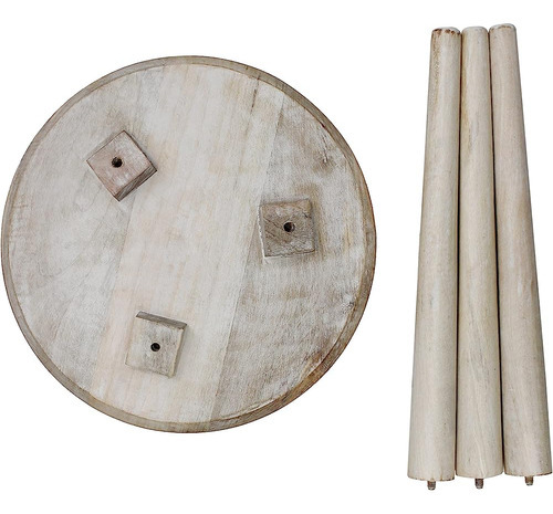 Artesanía De Algodón Mesa Auxiliar Redonda De Madera - Hecho