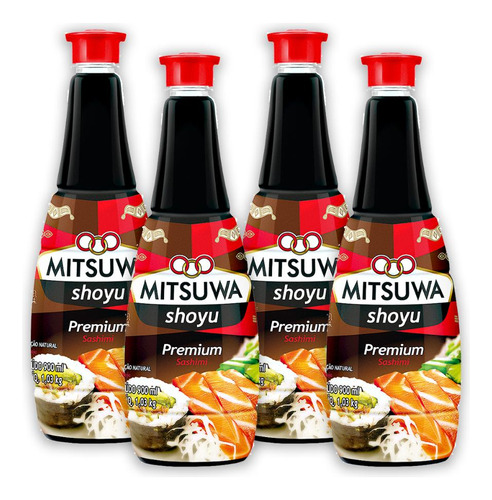 4un Shoyu Premium Mitsuwa 900 Ml Para Comida Japonesa