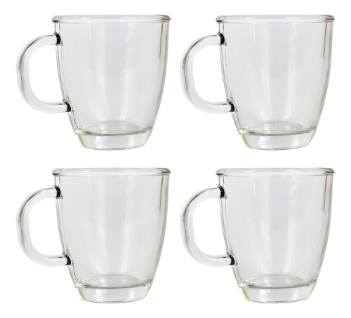 ¡juego De 4 Tazas De Café Epure! Hermoso Cristal Transparent