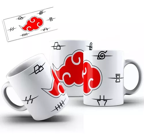 Caneca Akatsuki Com Nomes E Nuvem Vermelha Naruto