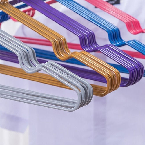Imagen 2 de 6 de Pack X 50 Perchas Acero Forrado Goma Antideslizante 40cm