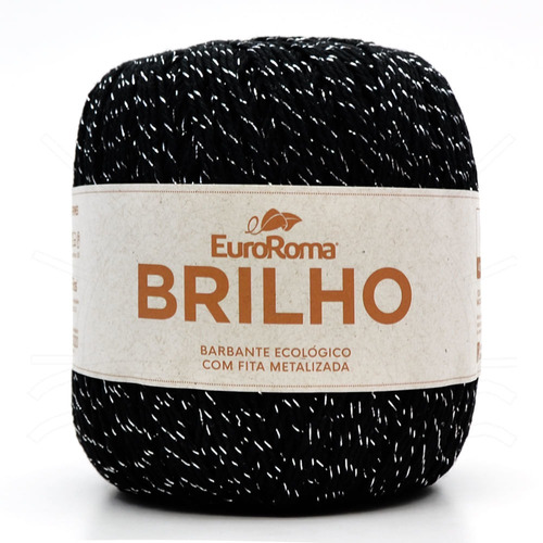 Barbante Euroroma Brilho Prata 400g 250 Preto