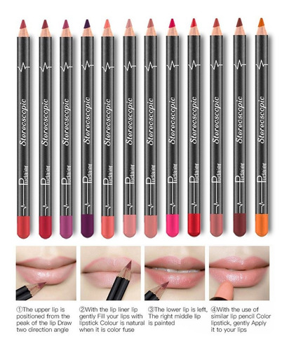 Dc-beautiful Porción 12pcs Set De 12 Colores De Labios Lápiz